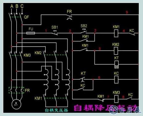 電機(jī)自耦降壓?jiǎn)?dòng)接線圖